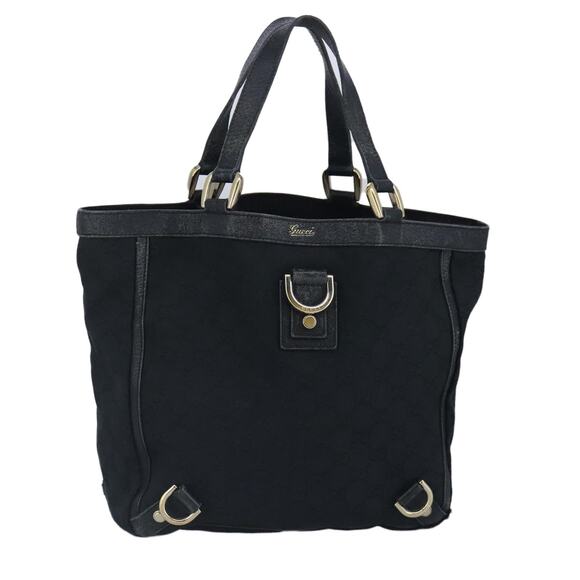 GUCCI GG Canvas Tote Bag Black Gold - Picture 1 of 16